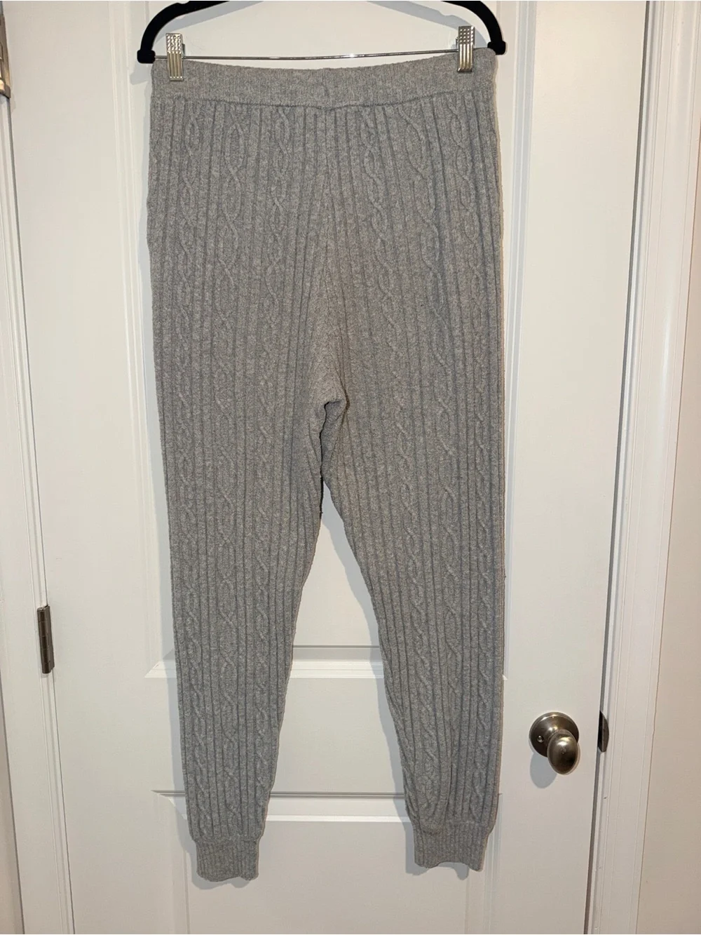 ALO Yoga Cable Knit Winter Bliss Hoodie and Joggers in Athletic Heather Gray